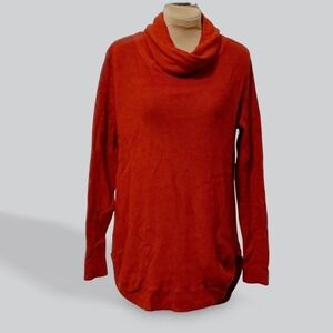 Cyrus Red Cowl Neck Ribbed Knit Tunic Sweater Size L